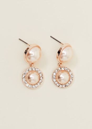 Phase Eight Pearl And Stone Drop Jewellery Rose/Gold Canada | VAKSYX-107